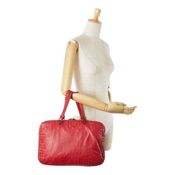 BOTTEGA VENETA Red Leather Intrecciato Tote Bag